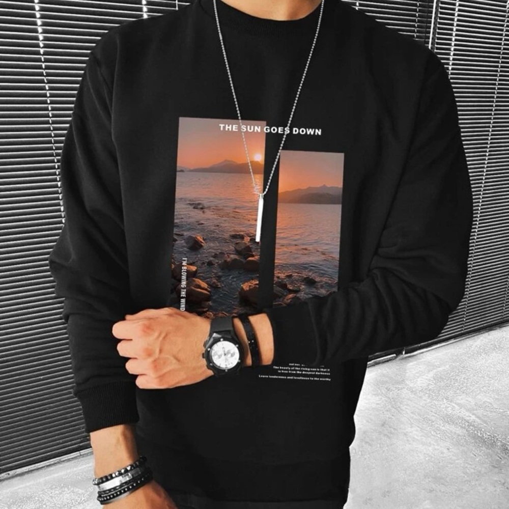 Manfinity Homme Men Slogan & Scenery Print Pullover